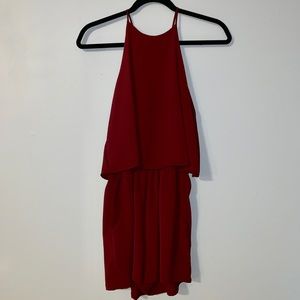 Maroon High Neck Romper